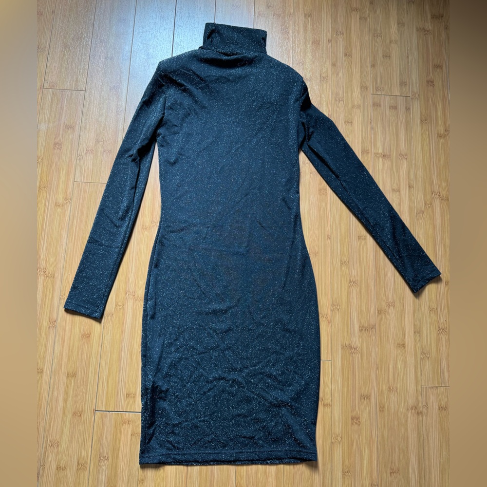 SHEIN Black Long Sleeve Turtleneck Bodycon Dress